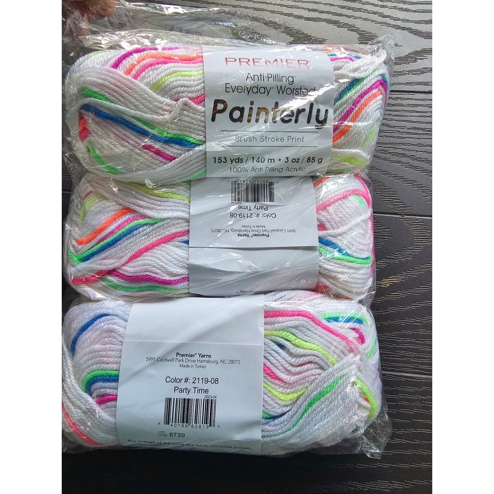 Premier Everyday Worsted Painterly Yarn Party Time 2119-08 3 Skeins Lot‎ 8739